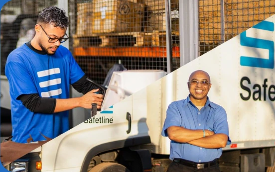 Colaboradores da Safetline na expedição da fábrica
